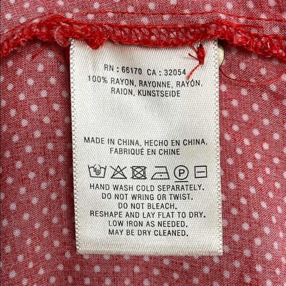 Maeve Red Matilda Polkadot Blouse Pleated Long Sleeve with Notched Collar Size S - Picture 11 of 12